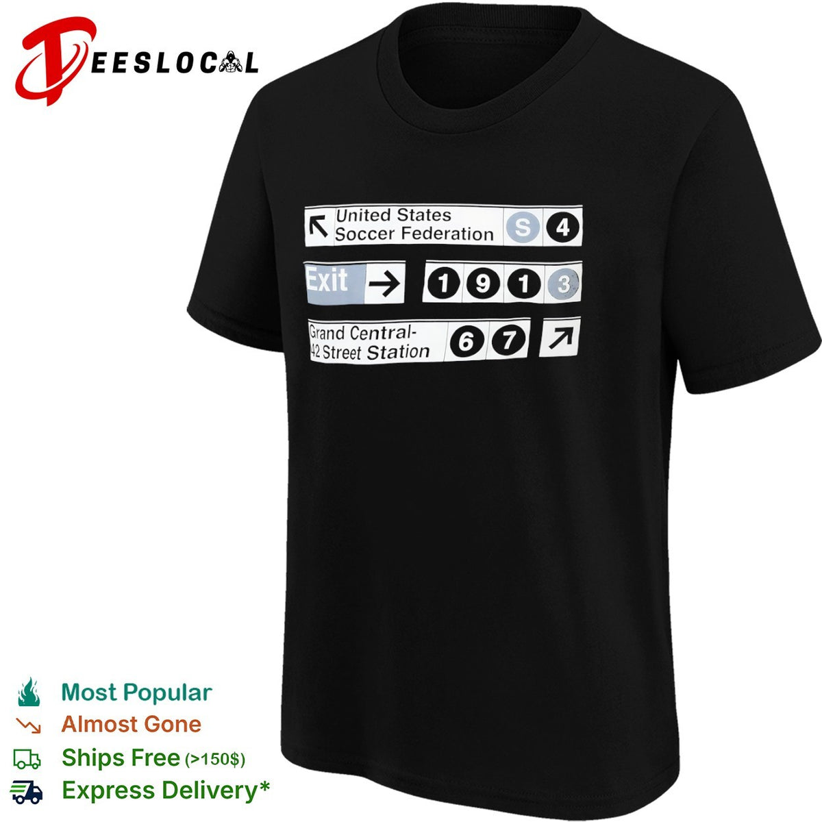 United States Soccer Federation 1913 Grand Central 42 Street Station subway shirt