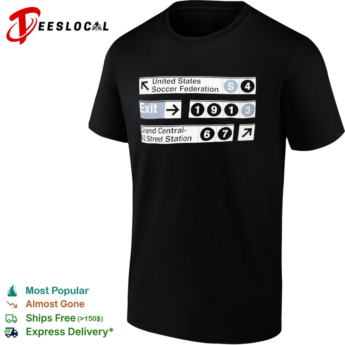 United States Soccer Federation 1913 Grand Central 42 Street Station subway shirt