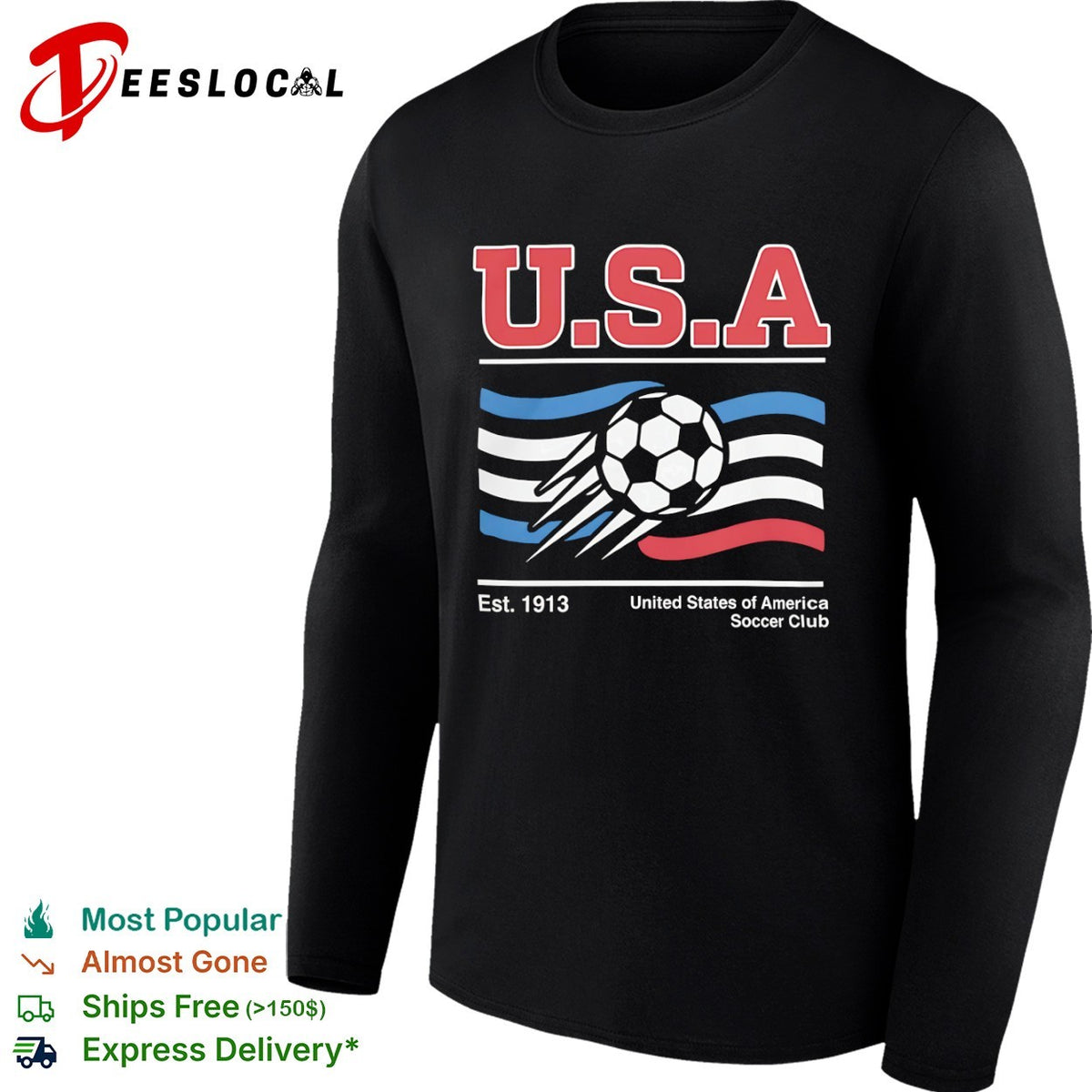 United States of America Soccer Club USA est 1913 flying ball shirt