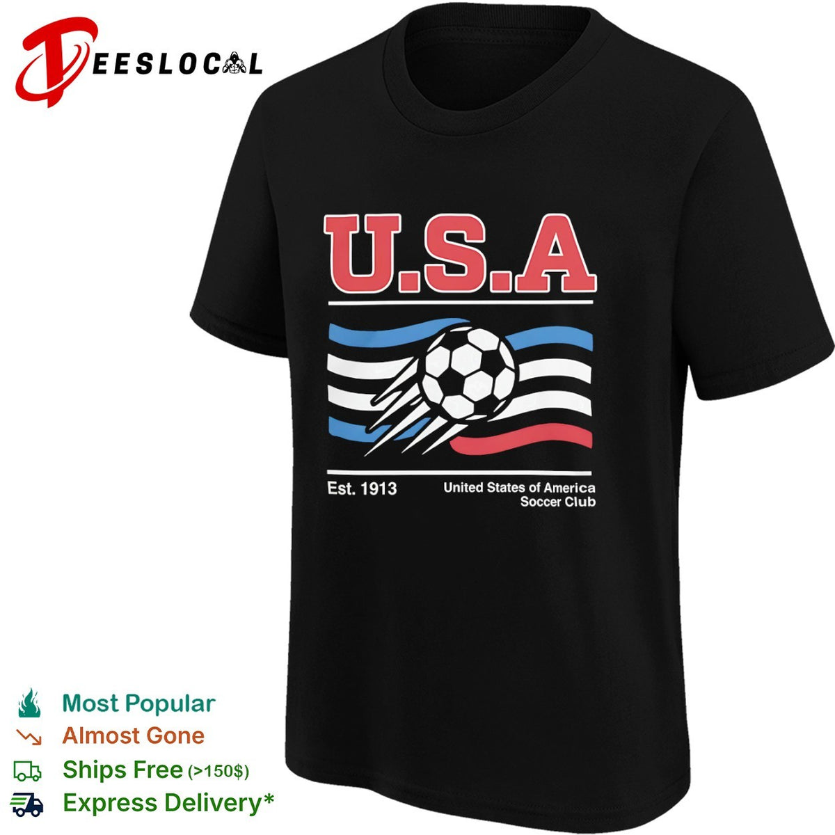 United States of America Soccer Club USA est 1913 flying ball shirt