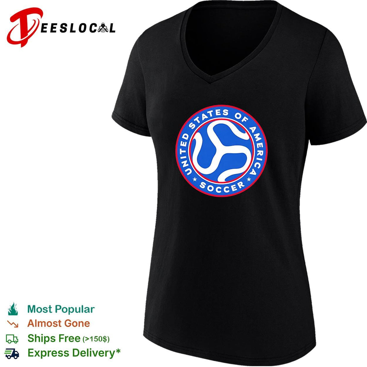 United States of America Soccer badge logo crest circle blue shirt