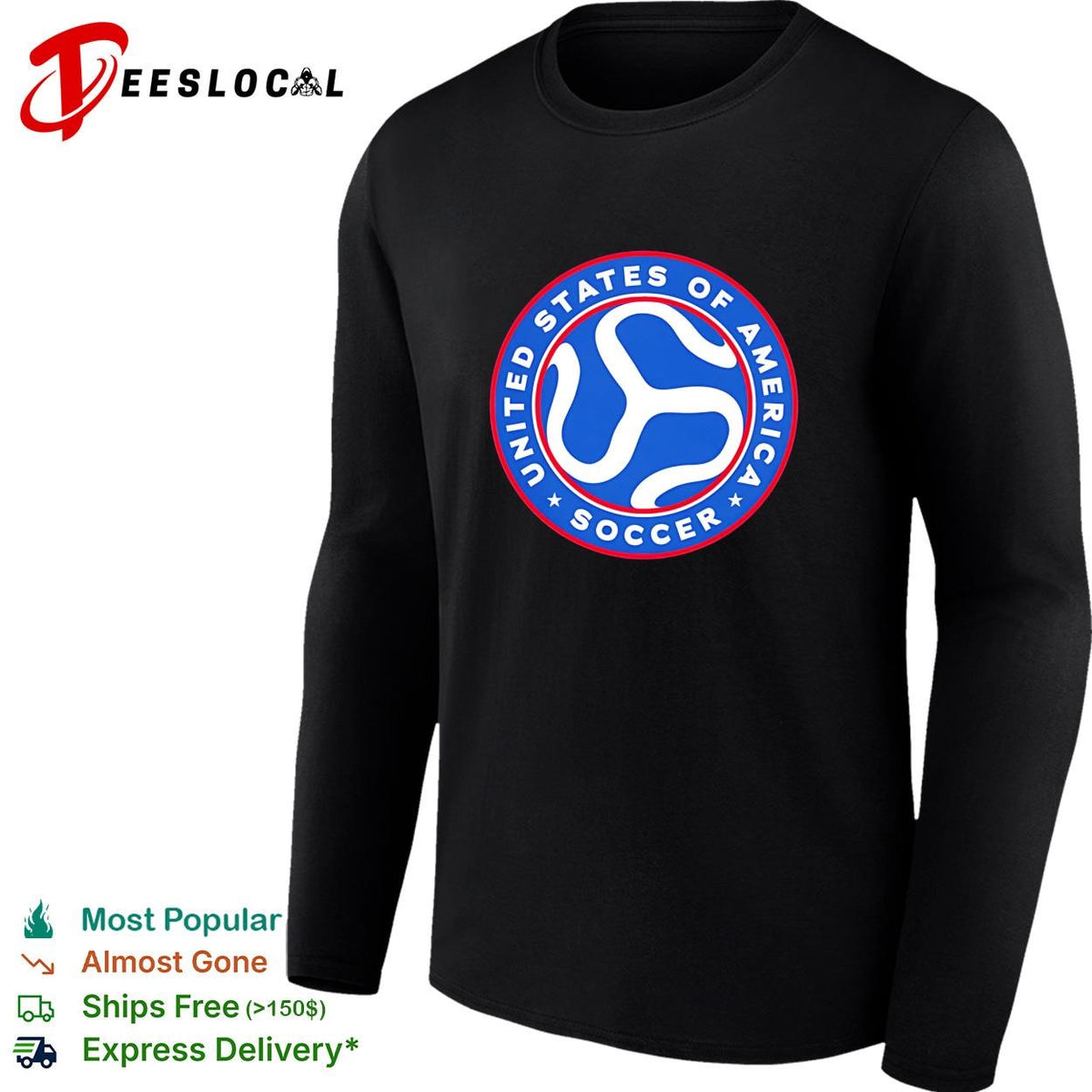 United States of America Soccer badge logo crest circle blue shirt