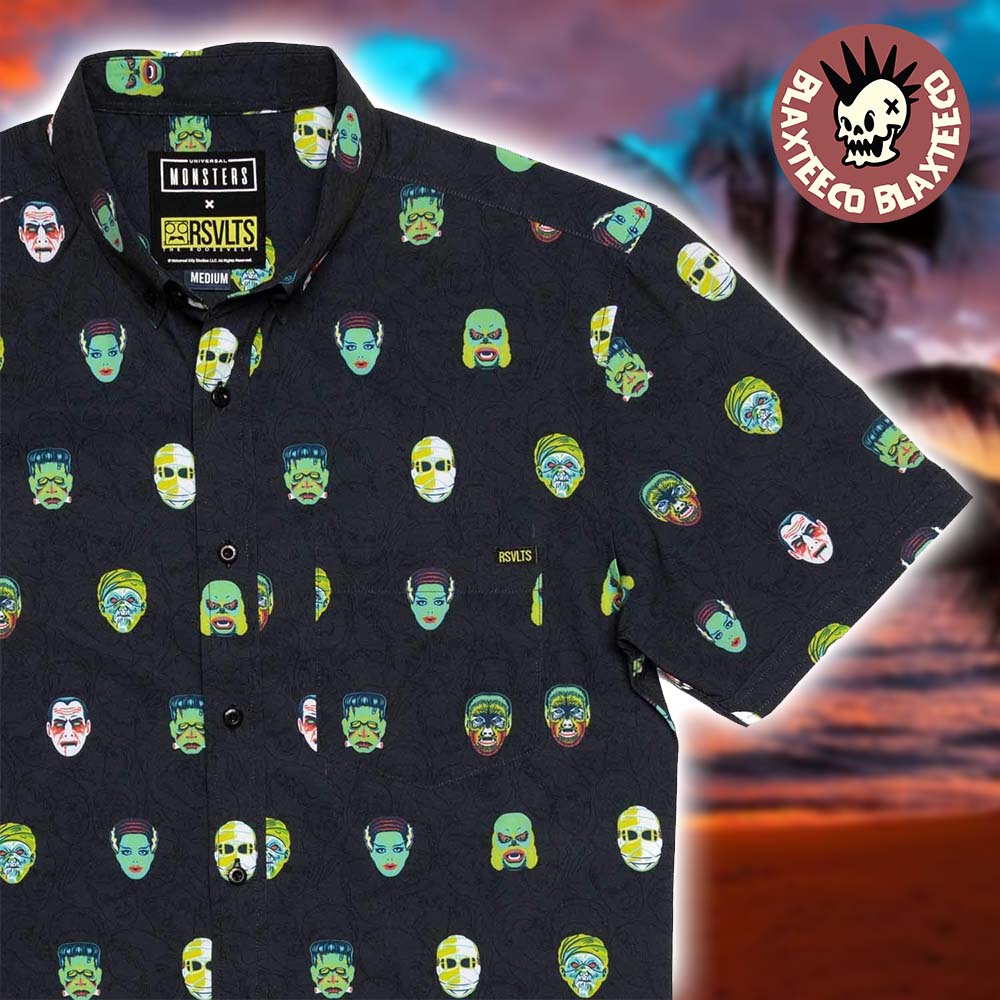 Universal Monsters RSVLTS All Star Lineup Fright Club Button Short Sleeve Hawaiian Shirt