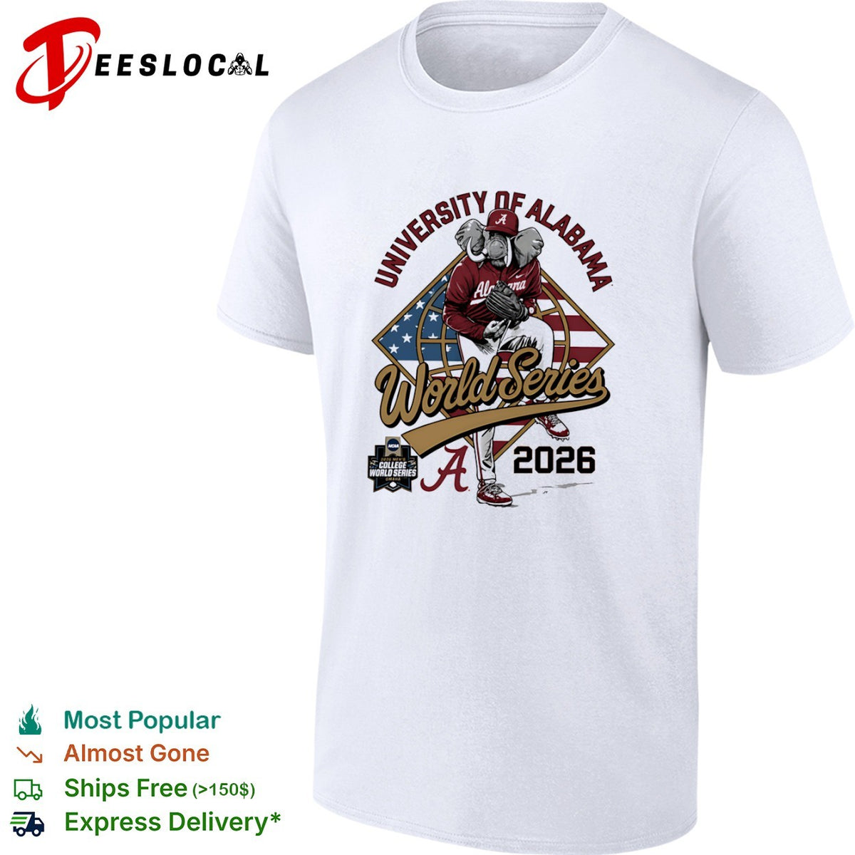 University of Alabama World Series 2026 Big Al Mascot NCAA College Baseball shirt