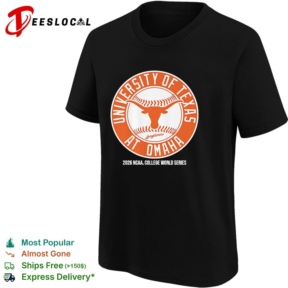 University of Texas Longhorns at Omaha 2026 NCAA College World Series baseball shirt