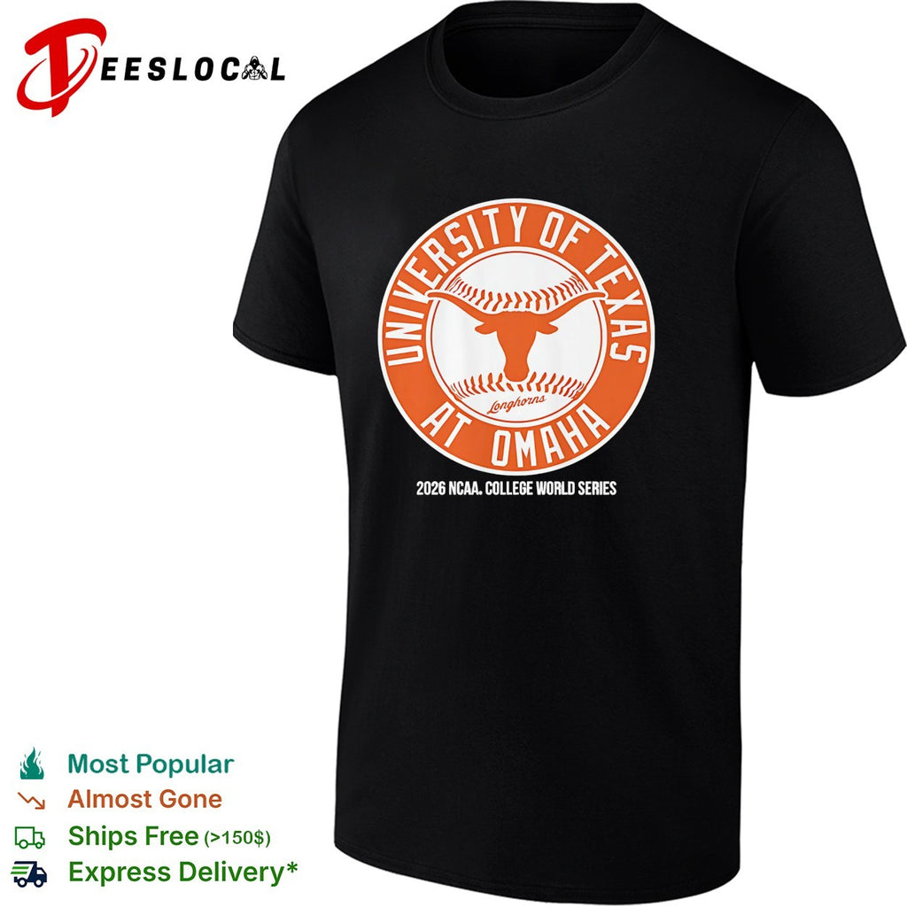 University of Texas Longhorns at Omaha 2026 NCAA College World Series baseball shirt