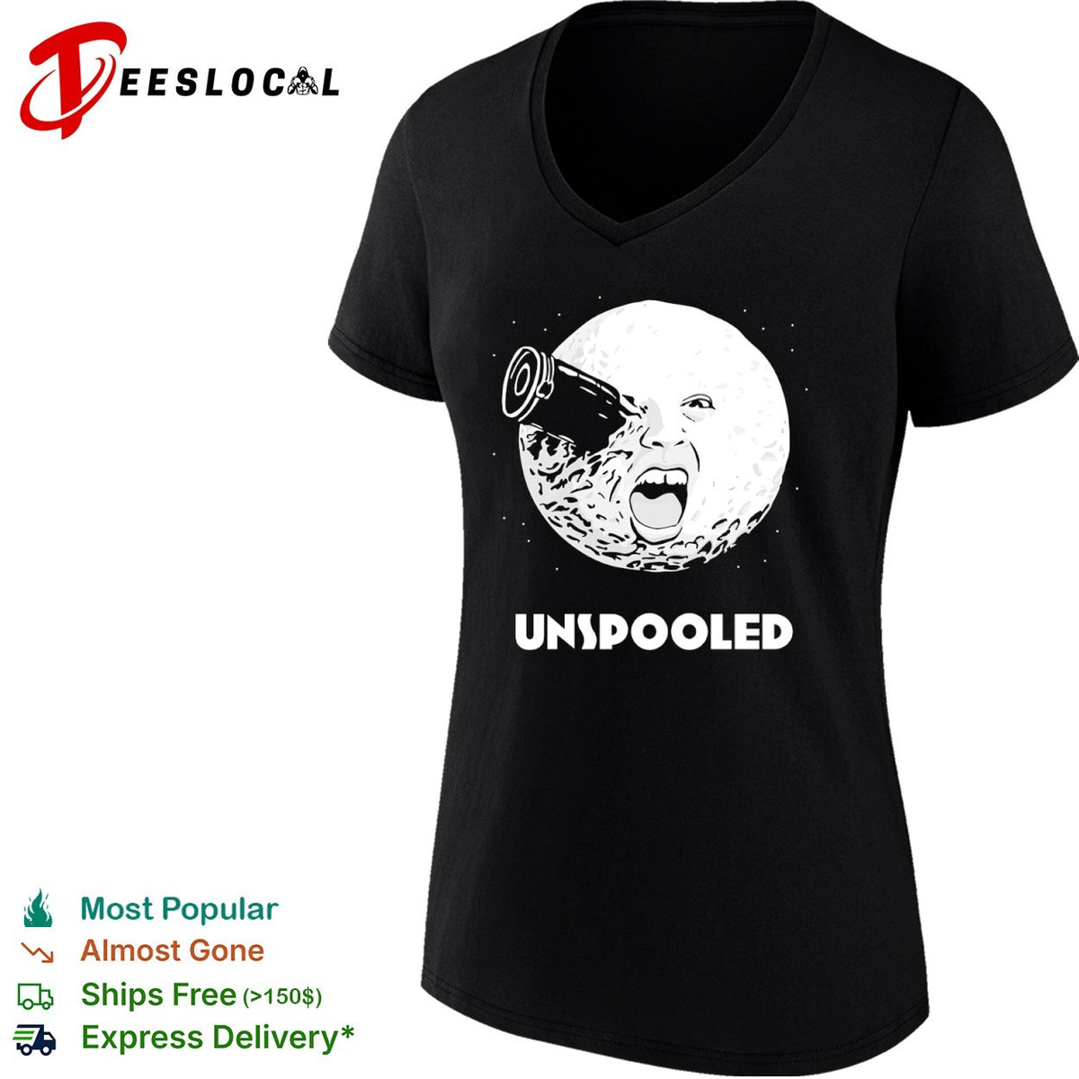 Unspooled A Trip to the Moon Georges Melies Iconic Cinema Film Movie Parody shirt