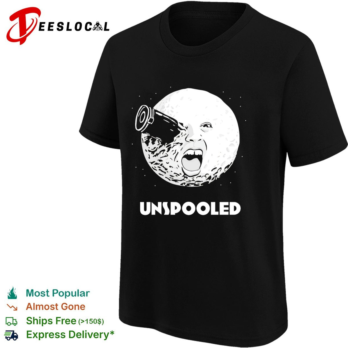 Unspooled A Trip to the Moon Georges Melies Iconic Cinema Film Movie Parody shirt