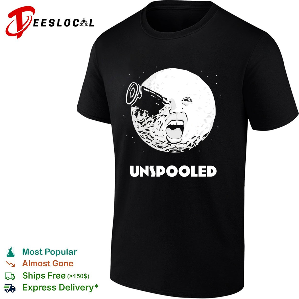 Unspooled A Trip to the Moon Georges Melies Iconic Cinema Film Movie Parody shirt