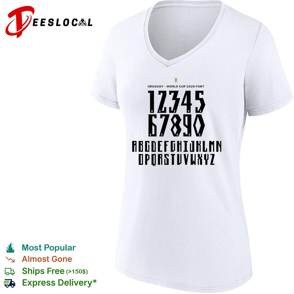 Uruguay World Cup 2026 Font Alphabet Numbers Letters Custom Jersey Sports Shirt