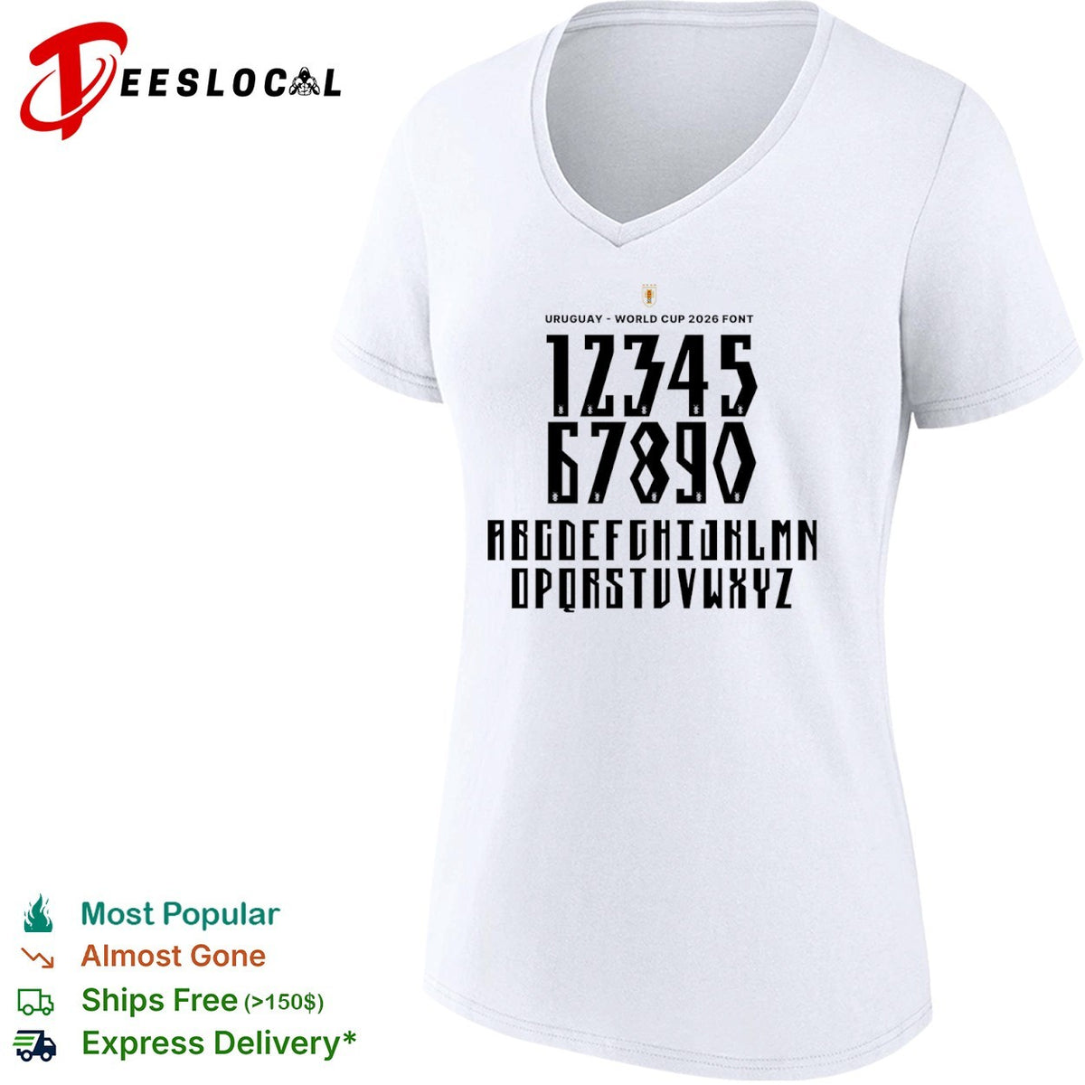 Uruguay World Cup 2026 Font Alphabet Numbers Letters Custom Jersey Sports Shirt