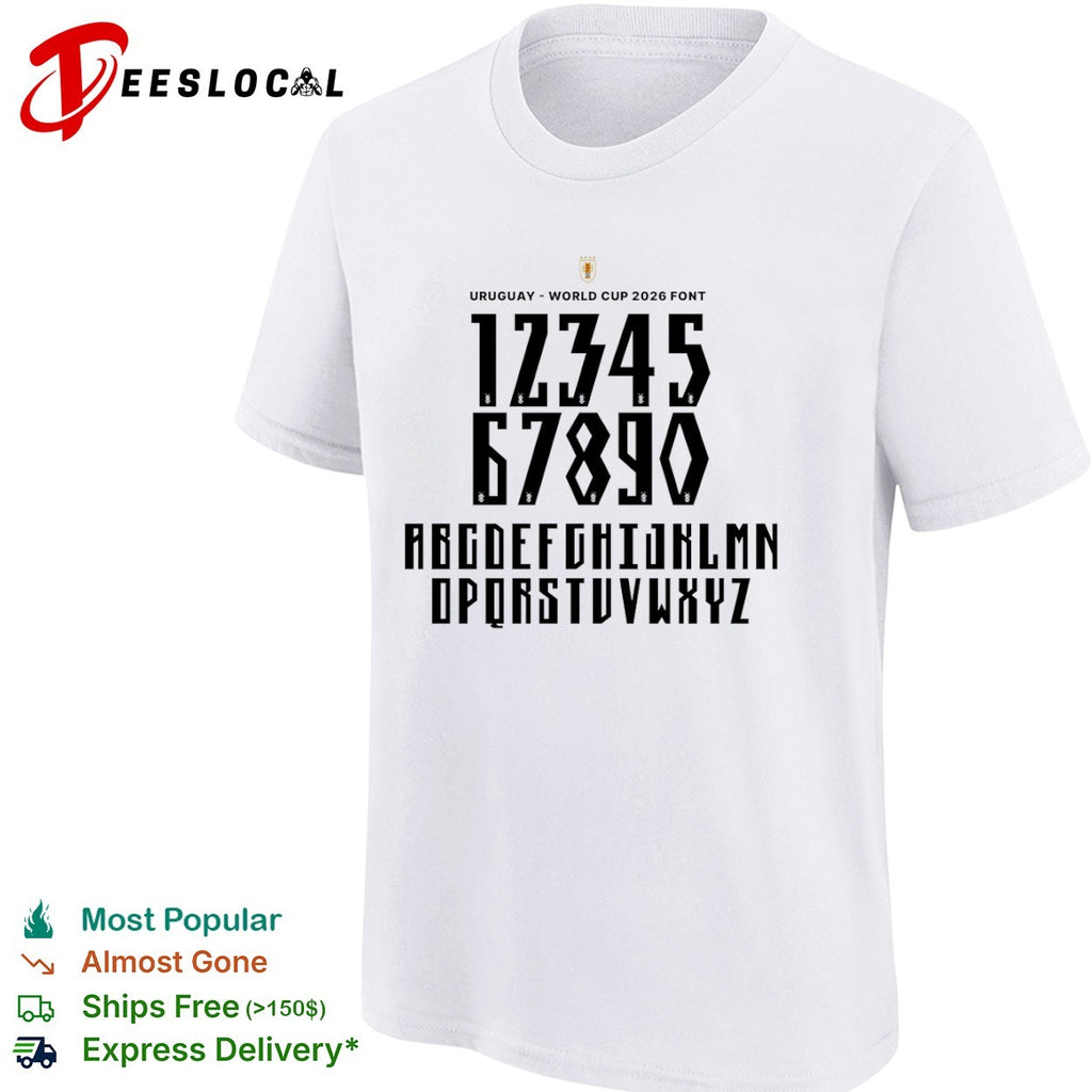 Uruguay World Cup 2026 Font Alphabet Numbers Letters Custom Jersey Sports Shirt