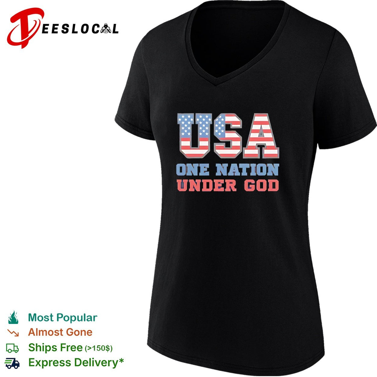 Usa one nation under god American flag patriotic stars and stripes theme shirt