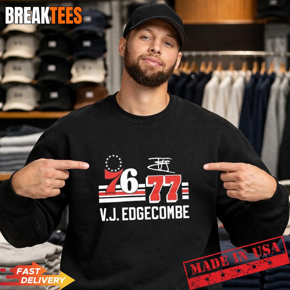 VJ Edgecombe 77 Philadelphia 76ers 2026 NBA Playoff signature T-Shirt