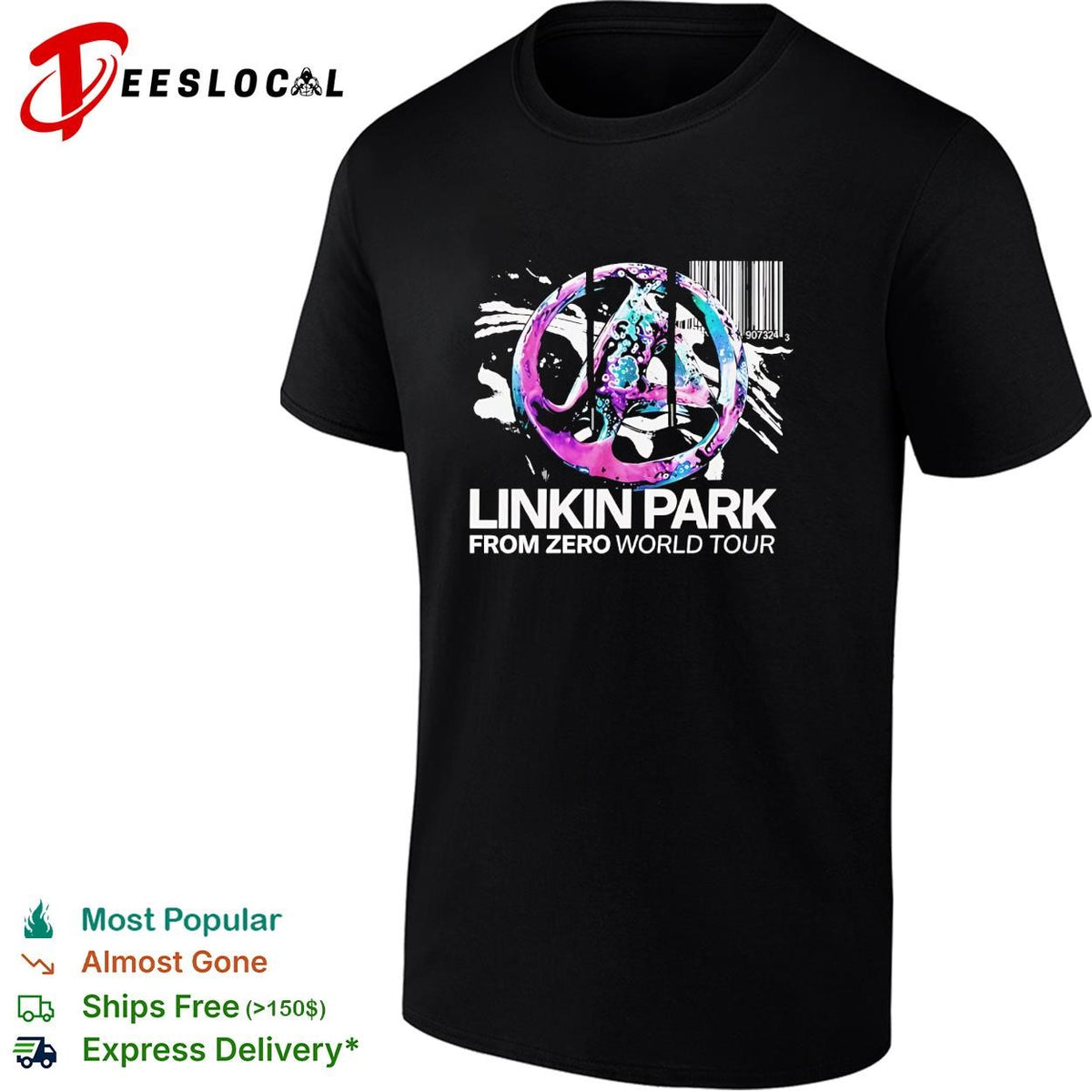 Linkin Park From Zero world tour paint splatter peace sign logo graphic shirt