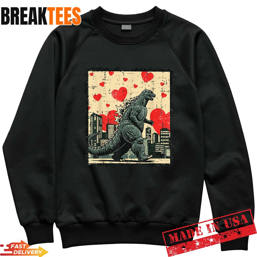 Valentines Day Kaiju Japanese Monster Hearts T-Shirt