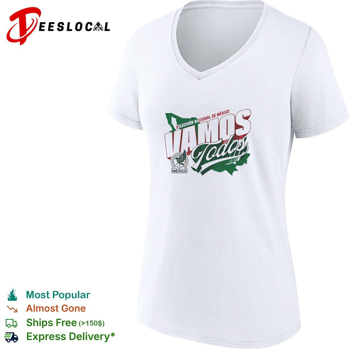 Vamos todos Mexico Seleccion Nacional white map version shirt