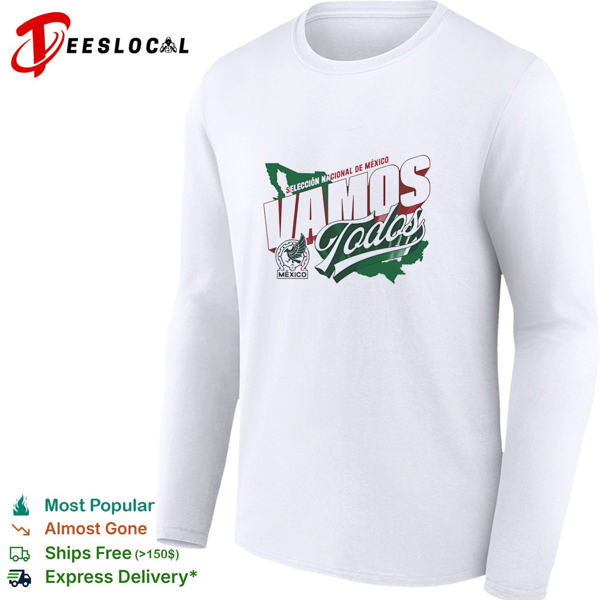 Vamos todos Mexico Seleccion Nacional white map version shirt