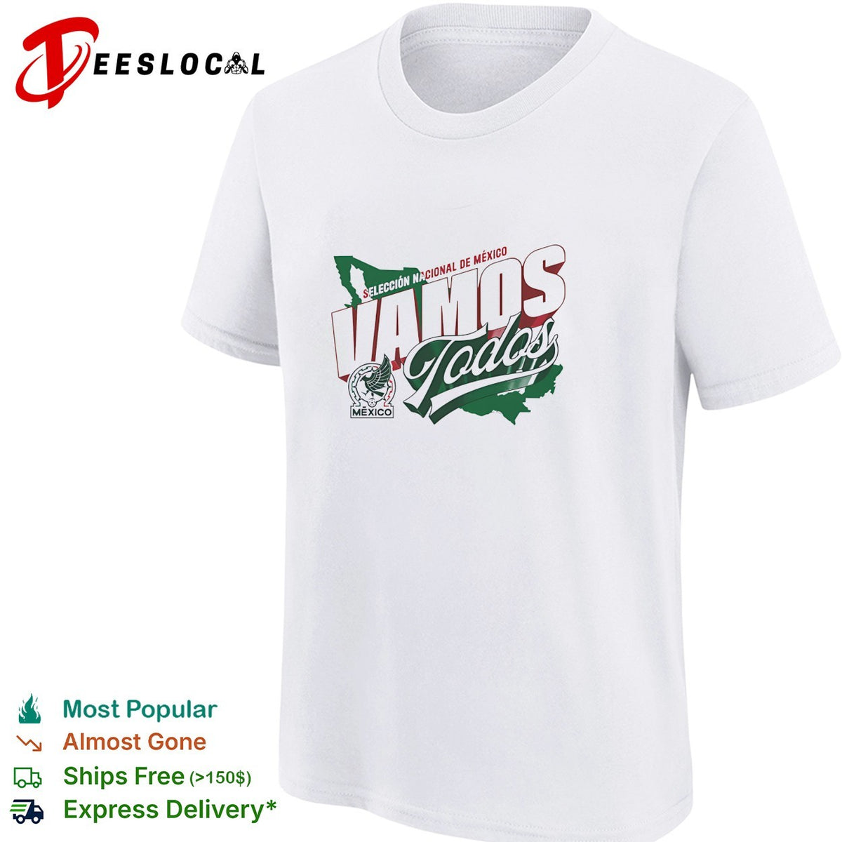 Vamos todos Mexico Seleccion Nacional white map version shirt