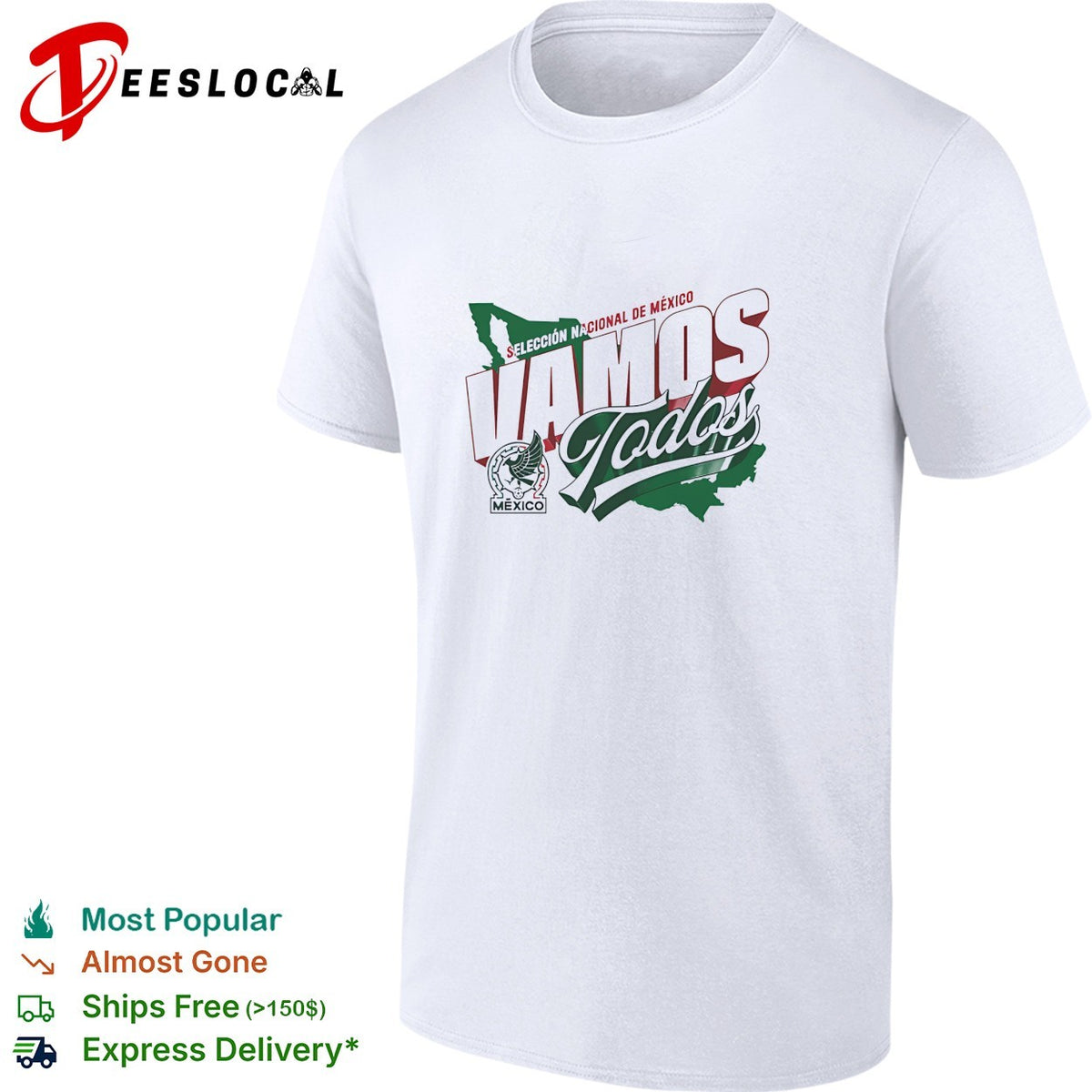 Vamos todos Mexico Seleccion Nacional white map version shirt