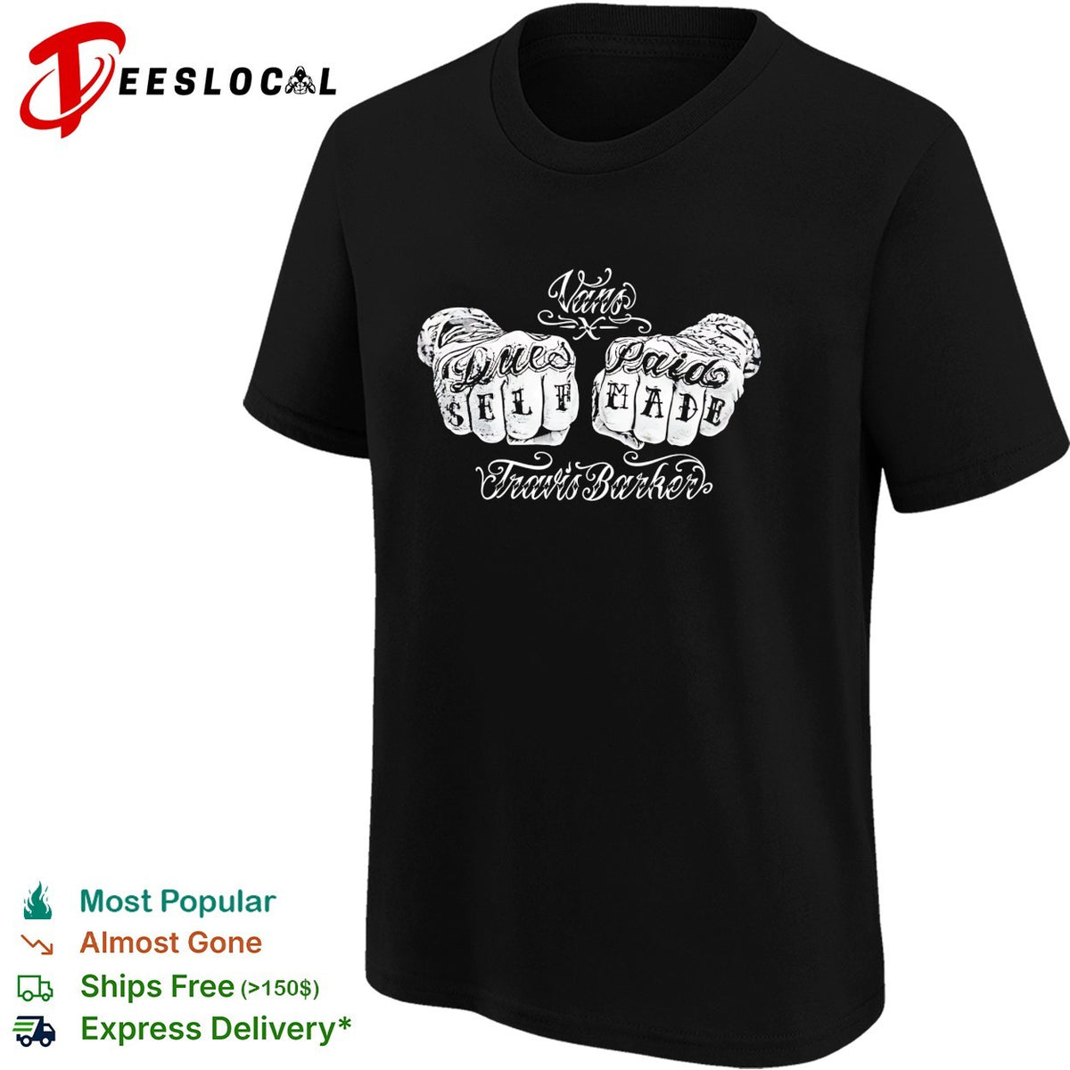 Vans x Travis Baker Blink 182 Tattoo Hands shirt