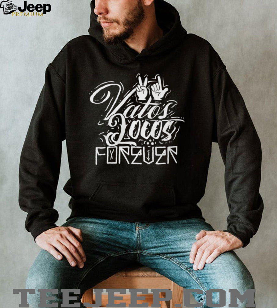 Vatos Locos Forever Chicano Style Typography Black T Shirt