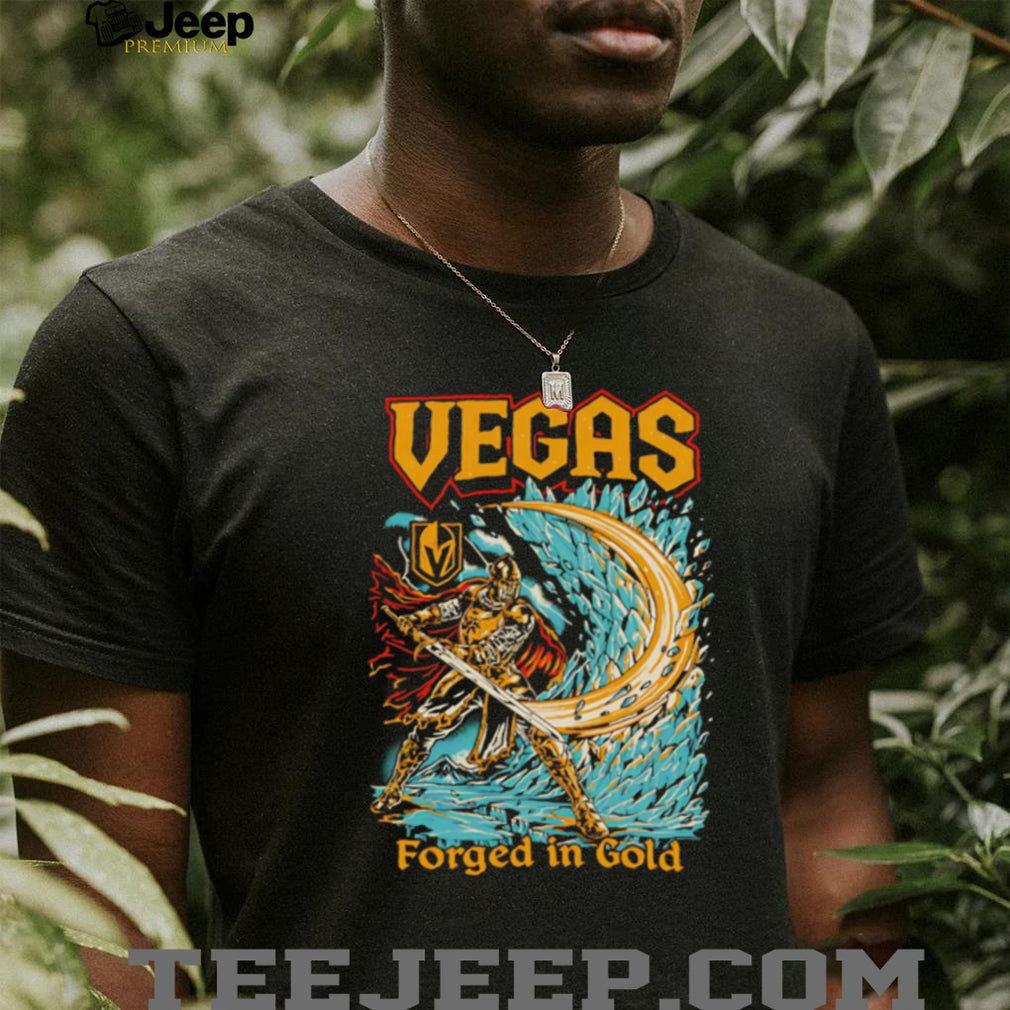 Vegas Golden Knights Forged In Gold Knight Warrior Hockey T Shirt