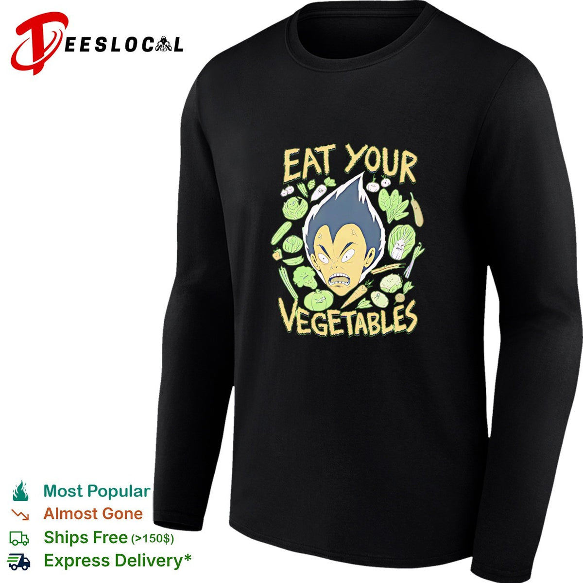 Vegeta eat your vegetables anime character food humor shirt