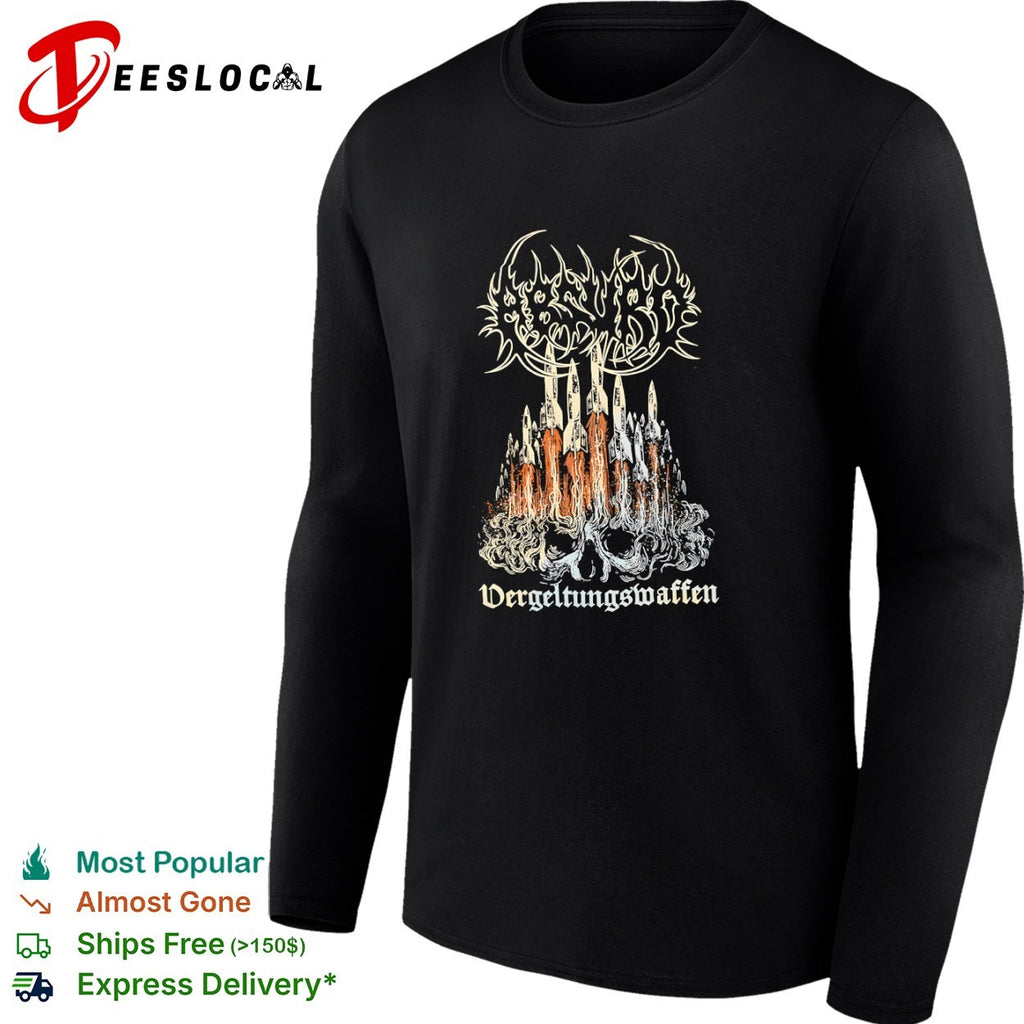 Vergeltungswaffen V2 Rocket Skull Metal Band Logo Black Heavy Metal Concert shirt