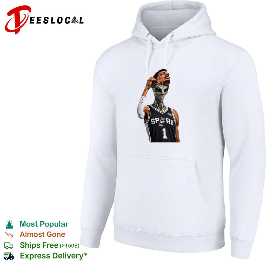Victor Wembanyama San Antonio Spurs 1 alien removing mask basketball art white shirt