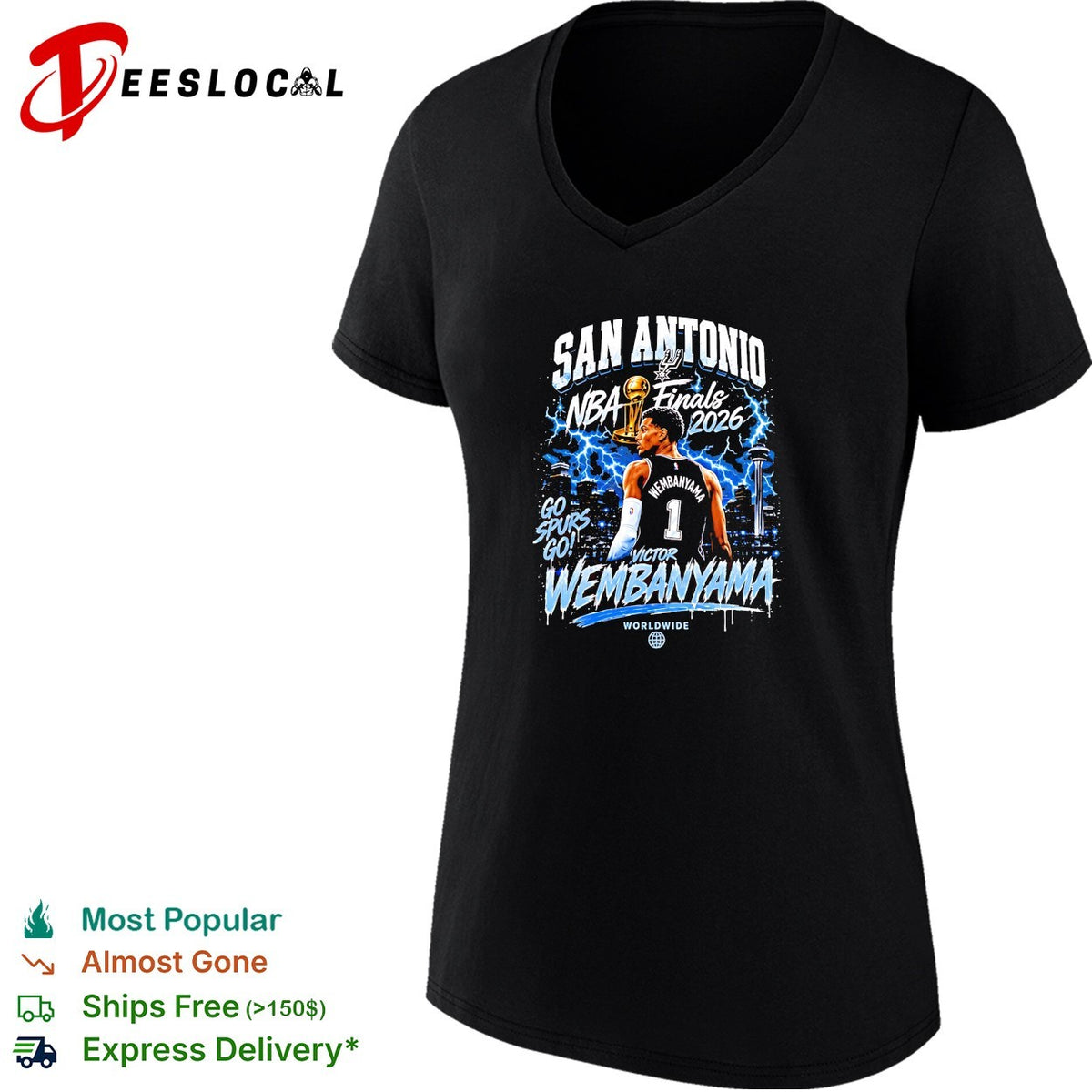 Victor Wembanyama San Antonio Spurs Basketball NBA Finals 2026 lightning graphic shirt