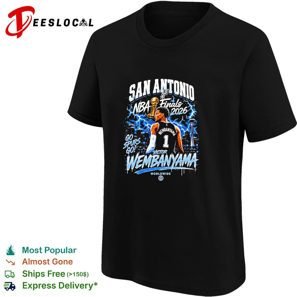 Victor Wembanyama San Antonio Spurs Basketball NBA Finals 2026 lightning graphic shirt