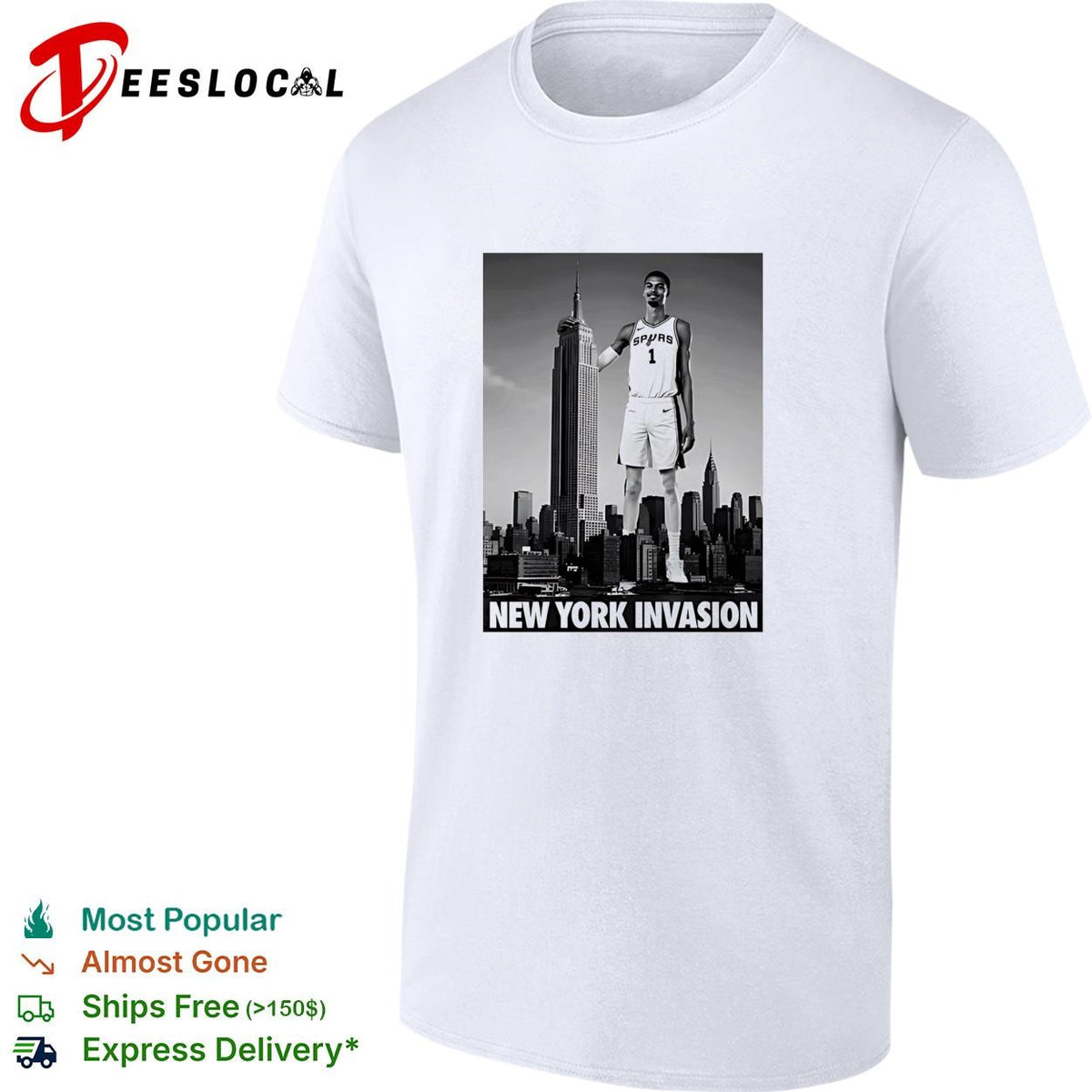 Victor Wembanyama San Antonio Spurs New York invasion giant skyline shirt