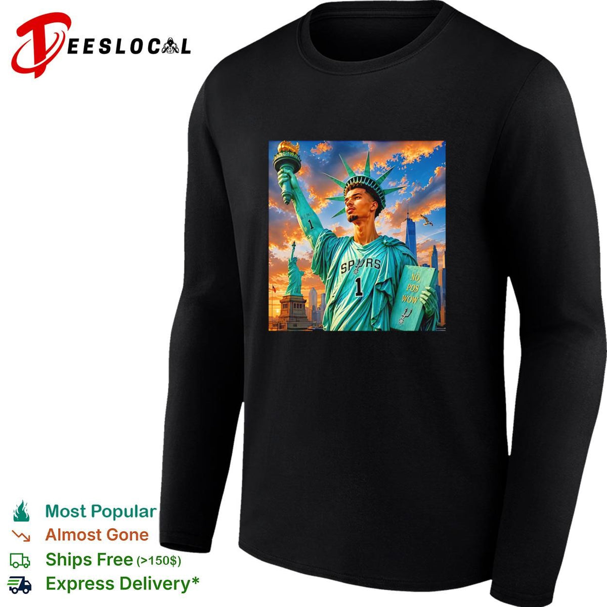 Victor Wembanyama San Antonio Spurs Statue of Liberty no you won’t white shirt
