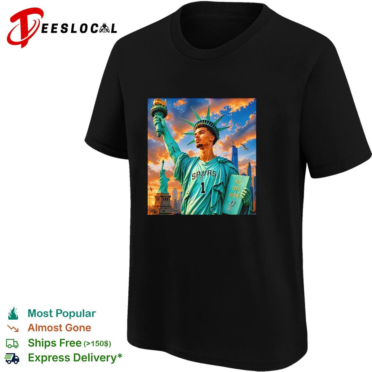 Victor Wembanyama San Antonio Spurs Statue of Liberty no you won’t white shirt