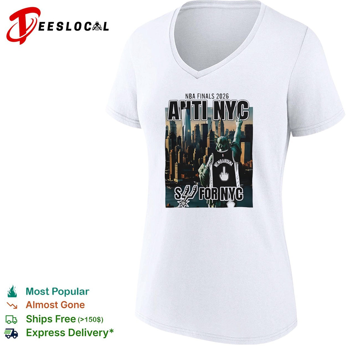 Victor Wembanyama San Antonio Spurs middle finger NBA Finals 2026 anti NYC for shirt