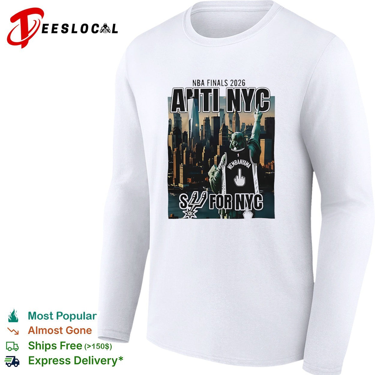 Victor Wembanyama San Antonio Spurs middle finger NBA Finals 2026 anti NYC for shirt