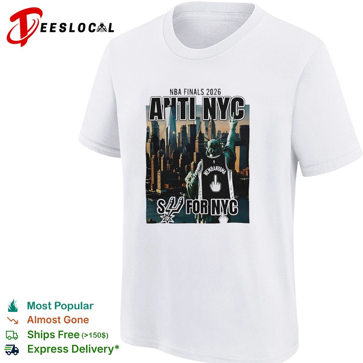 Victor Wembanyama San Antonio Spurs middle finger NBA Finals 2026 anti NYC for shirt