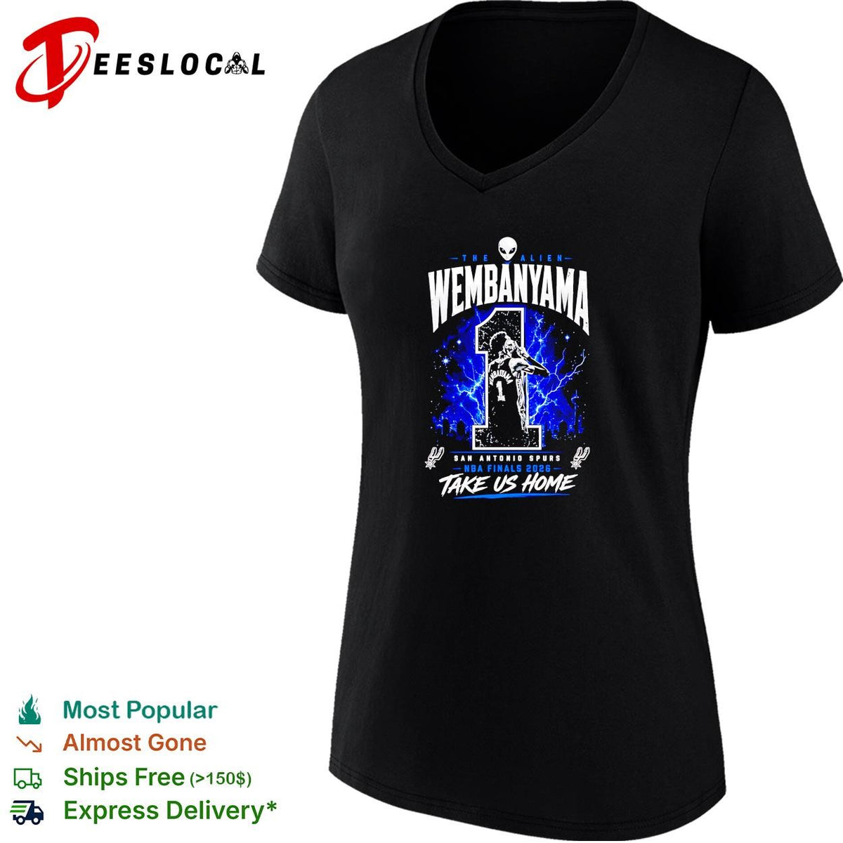 Victor Wembanyama San Antonio Spurs number 1 NBA Finals 2026 take us home alien shirt
