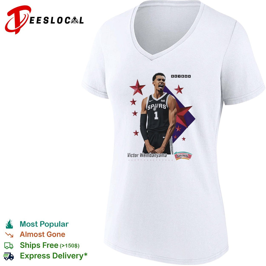 Victor Wembanyama San Antonio Spurs red stars Skybox shirt