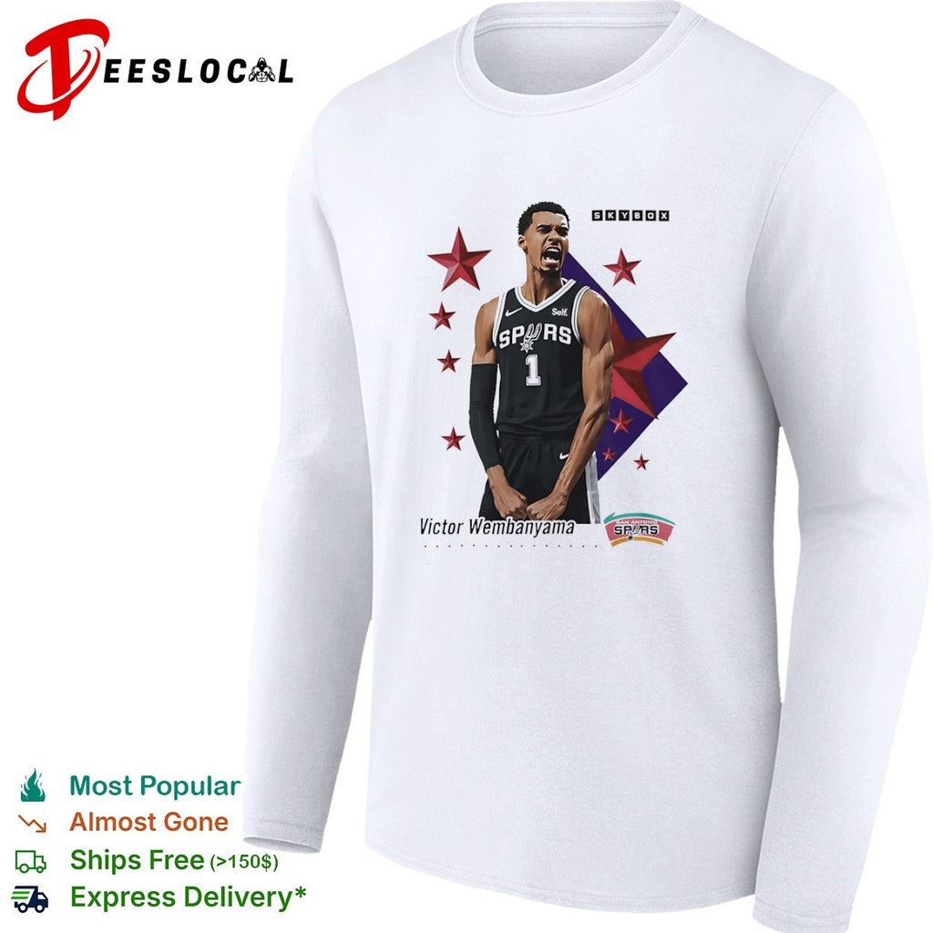 Victor Wembanyama San Antonio Spurs red stars Skybox shirt
