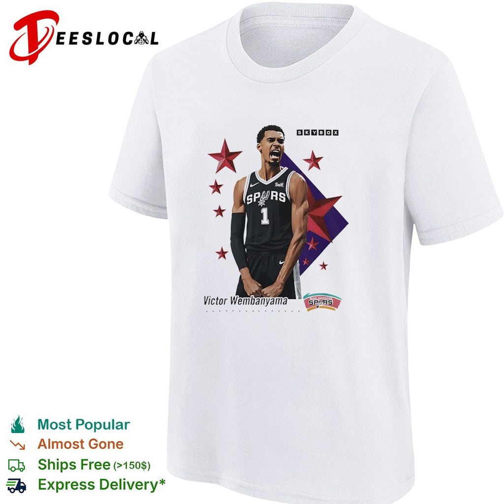 Victor Wembanyama San Antonio Spurs red stars Skybox shirt