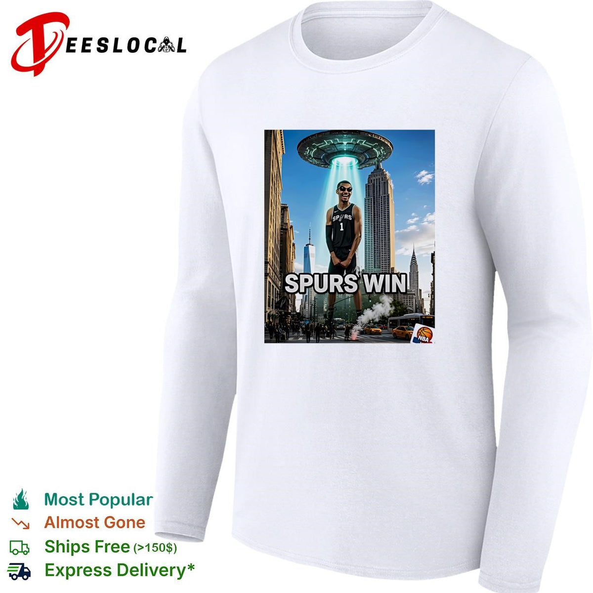 Victor Wembanyama San Antonio Spurs win UFO alien abduction New York shirt