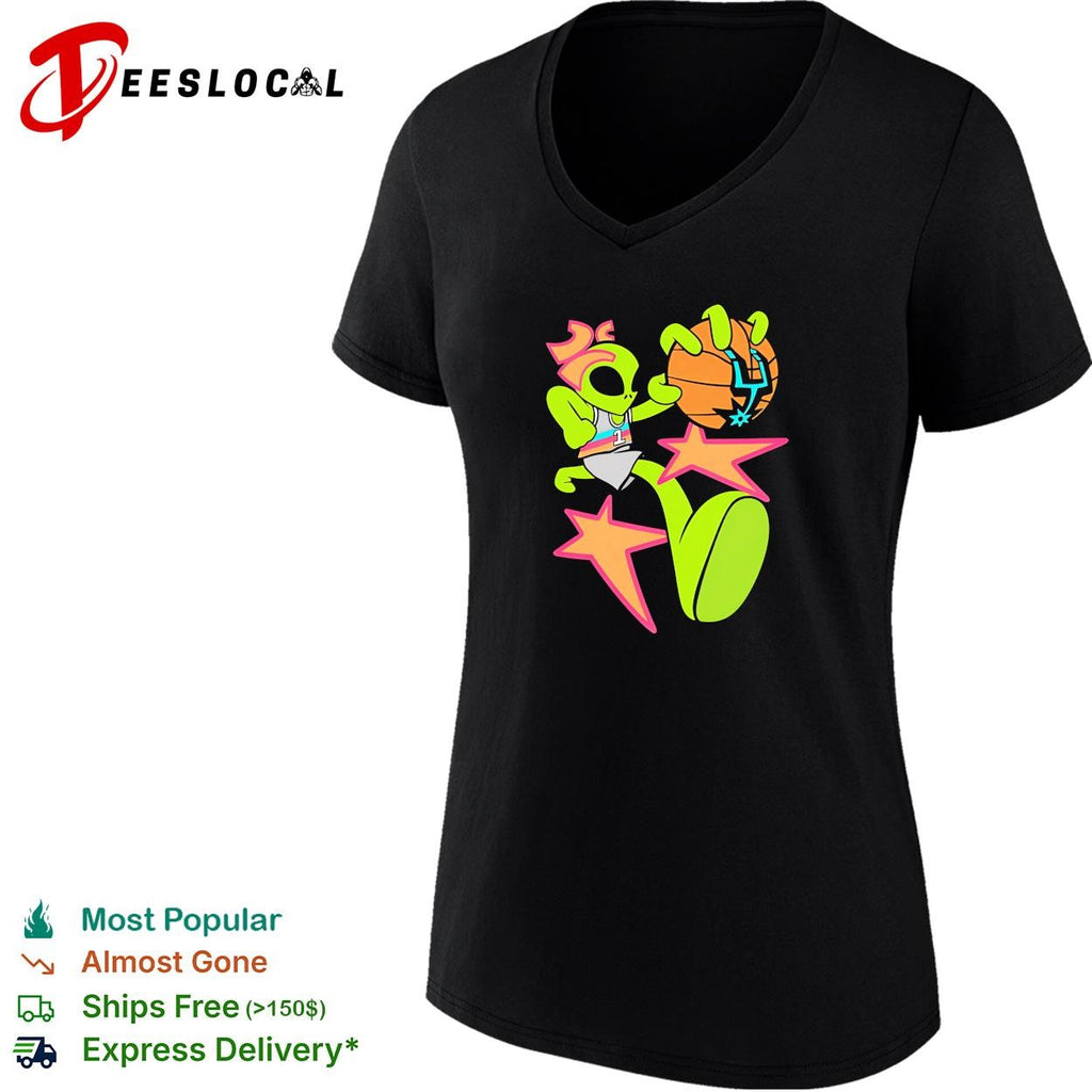 Victor Wembanyama alien cartoon San Antonio Spurs neon dunk stars shirt