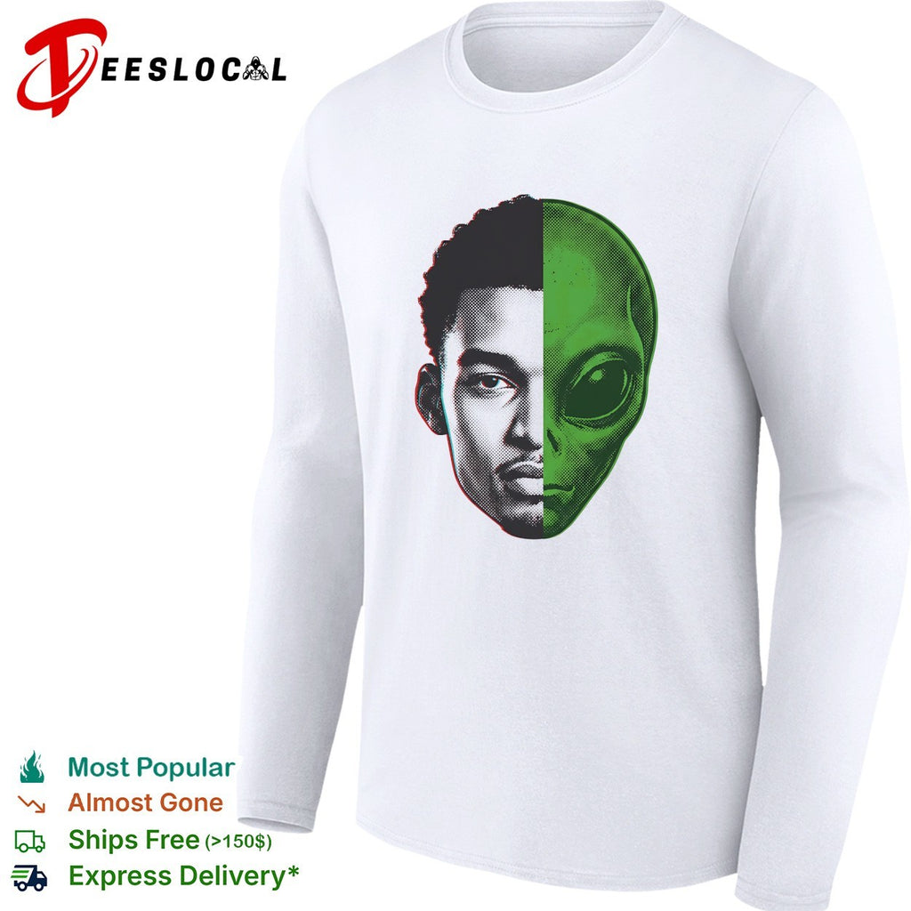 Victor Wembanyama half-face half-alien split portrait digital art shirt
