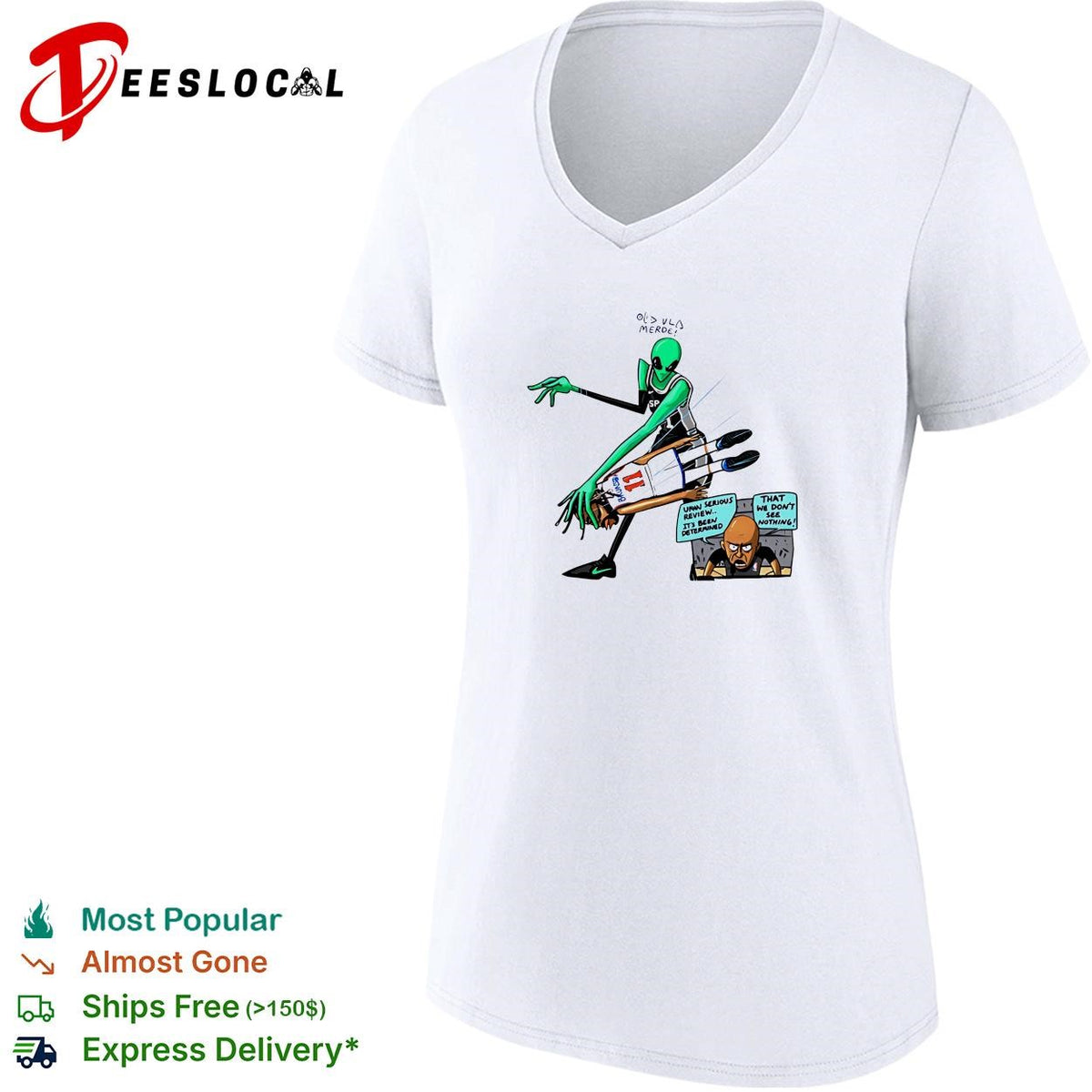 Victor Wembanyama vs Jalen Bruson alien NBA Flagrant review comic cartoon shirt