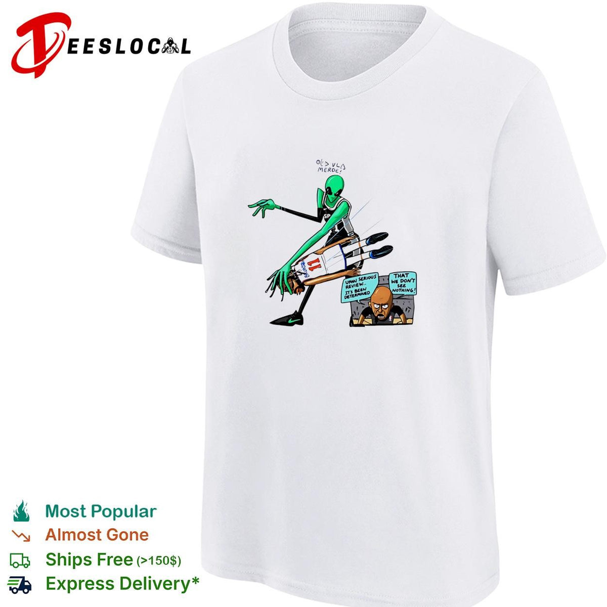 Victor Wembanyama vs Jalen Bruson alien NBA Flagrant review comic cartoon shirt