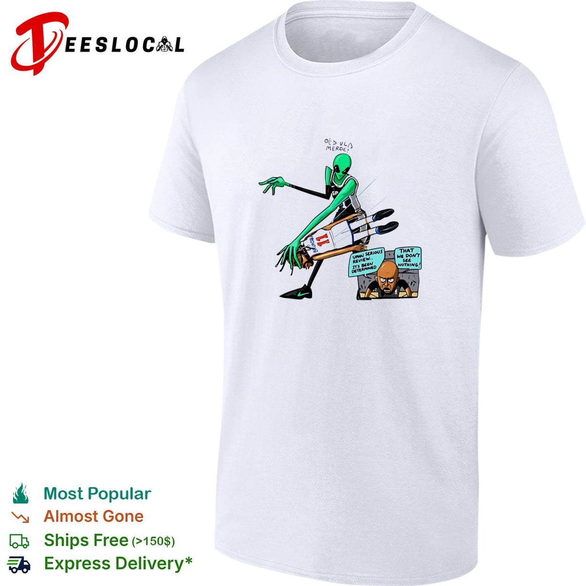Victor Wembanyama vs Jalen Bruson alien NBA Flagrant review comic cartoon shirt