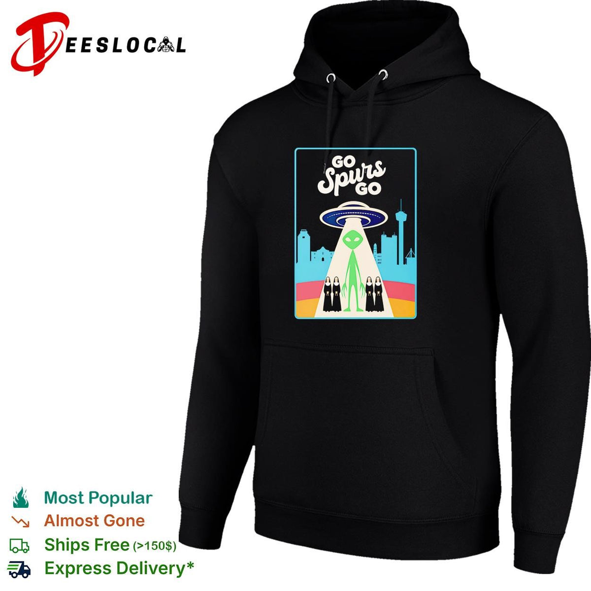 Victor Wemby Go Spurs Go alien UFO abduction San Antonio skyline retro poster shirt