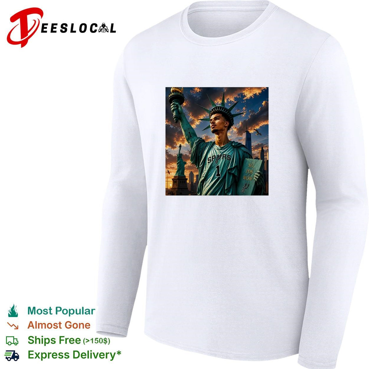 Victor Wemby x Statue of Liberty San Antonio Spurs New York City shirt